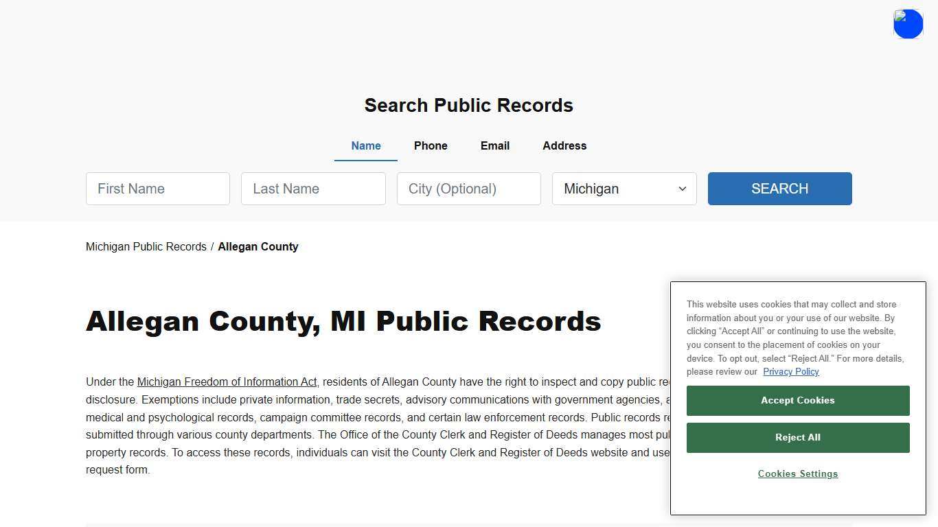 Allegan County, MI Public Court, Arrest and Inmate Records - ThePublicIndex
